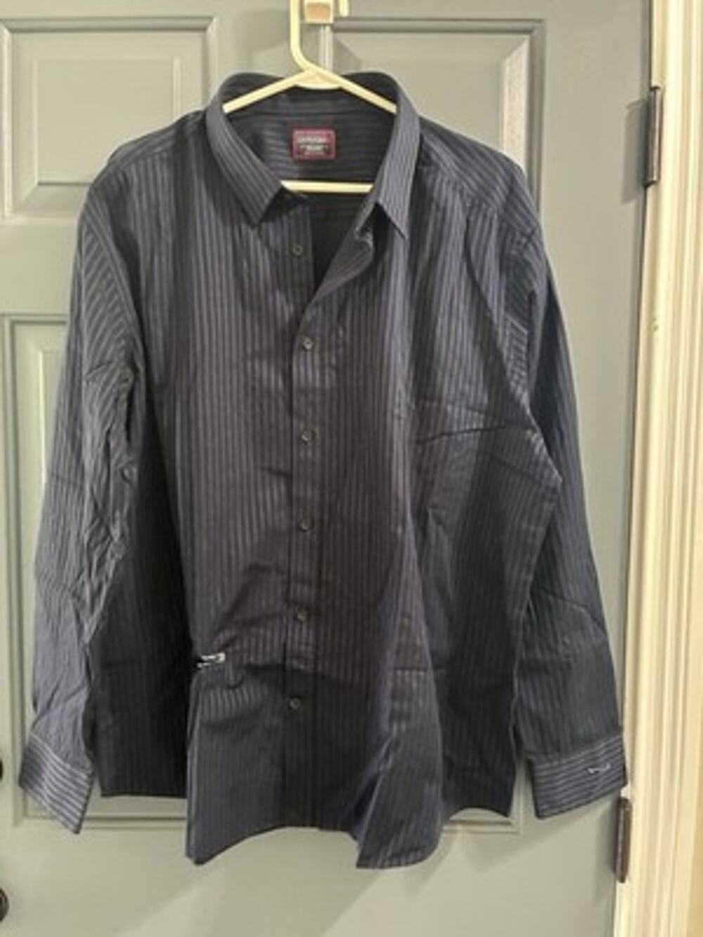 Men's - UNTUCKit shirt 3XL TEXTURED STRIPES BLACK NAVY BLUE Cotton NWOT's